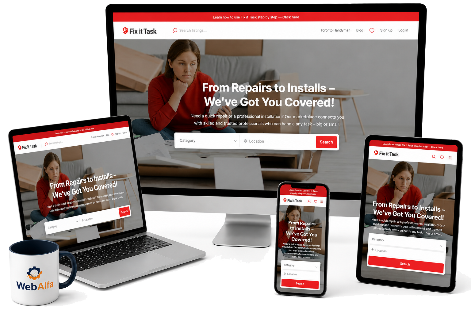 FixItTask.com website — marketplace we built